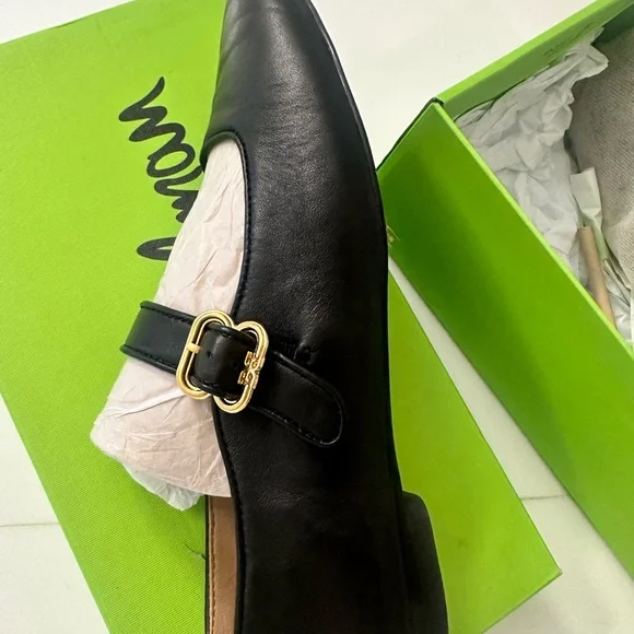 Sam Edelman Michaela Black Leather  Mary Jane’s with Gold Buckle - Picture 5 of 8
